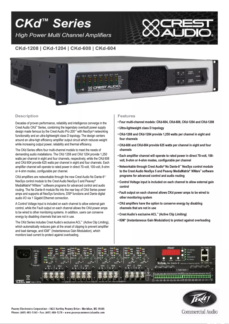 Page 1 de la notice Fiche technique Crest Audio CKd 1208