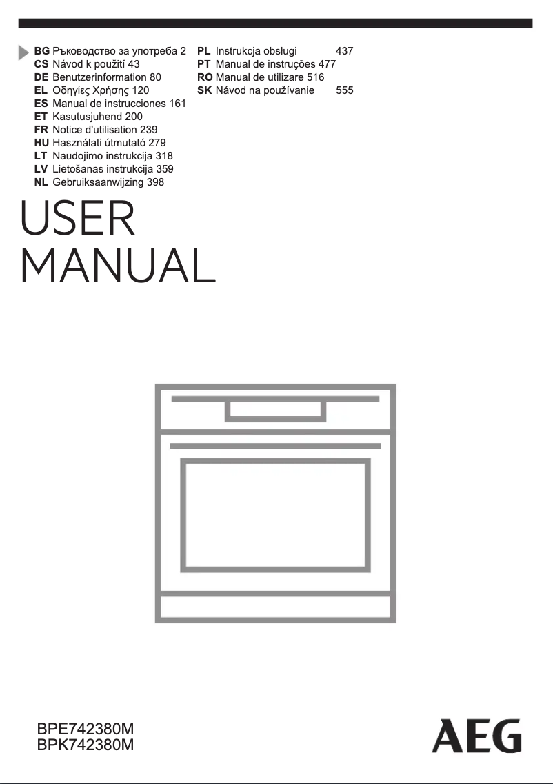 Page 1 de la notice Manuel utilisateur AEG BPE742380M