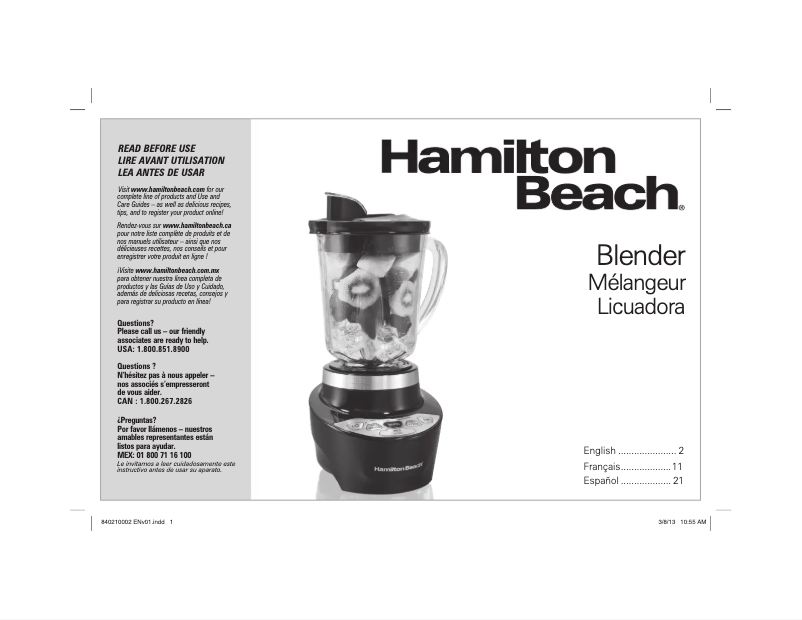 Page n°1 - Mode d'emploi Hamilton Beach 56206