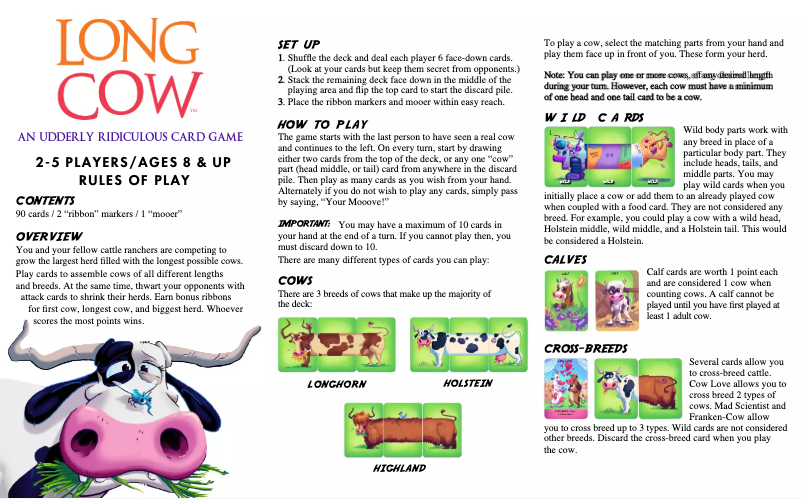 Page n°1 - Manuel utilisateur Gamewright Long Cow