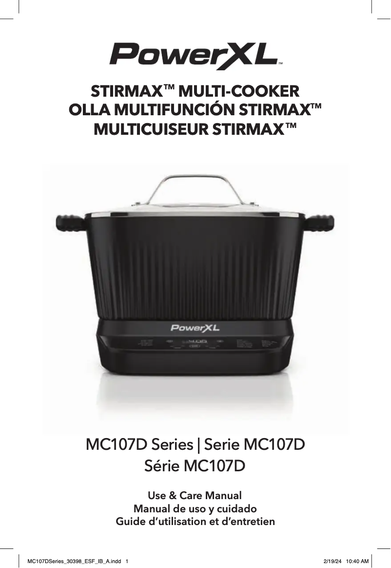 Page 1 de la notice Manuel utilisateur PowerXL StirMax MC107D-7GPTV