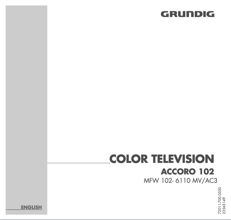 Page 1 de la notice Manuel utilisateur Grundig ACCORO 102 MFW 102-6110 MV/AC3