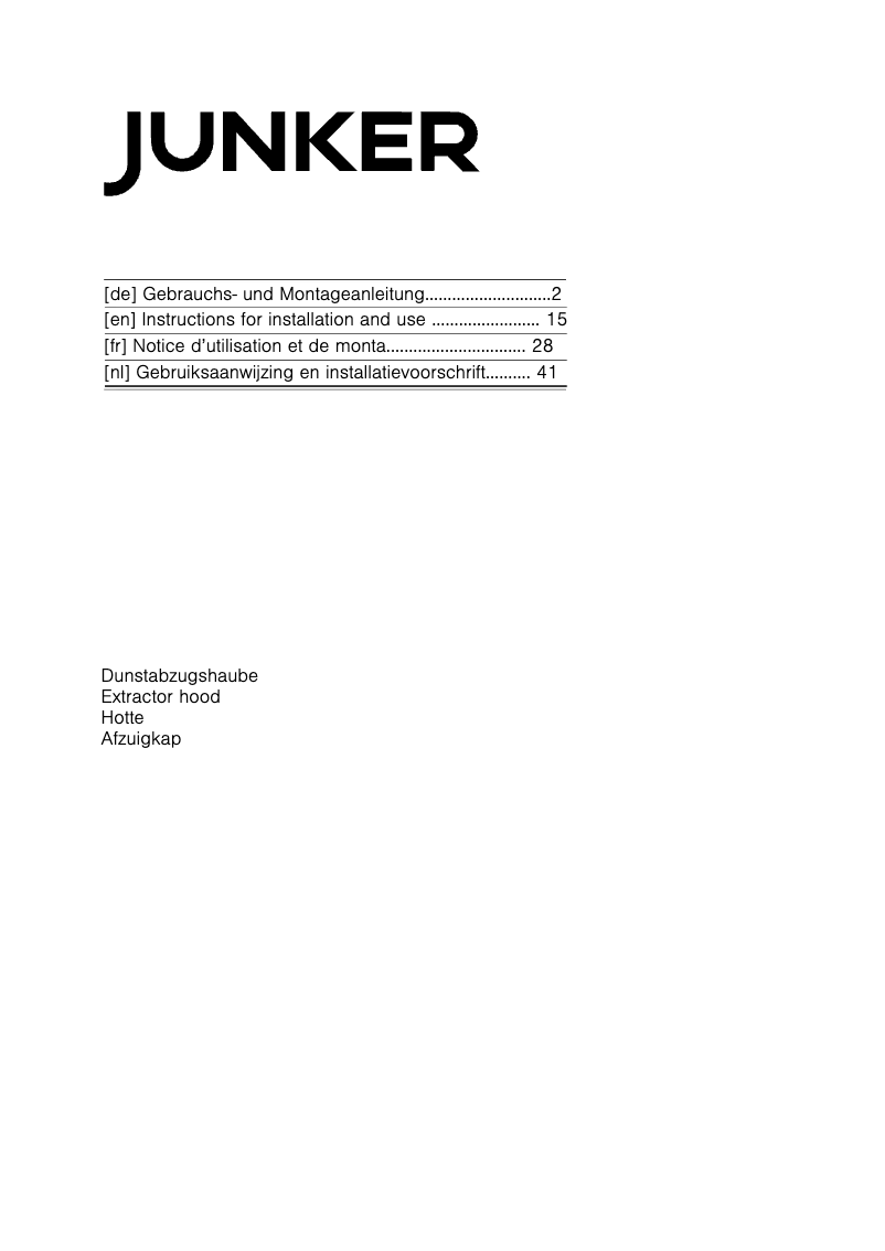 Page n°1 - Manuel utilisateur Junker JD39AE50