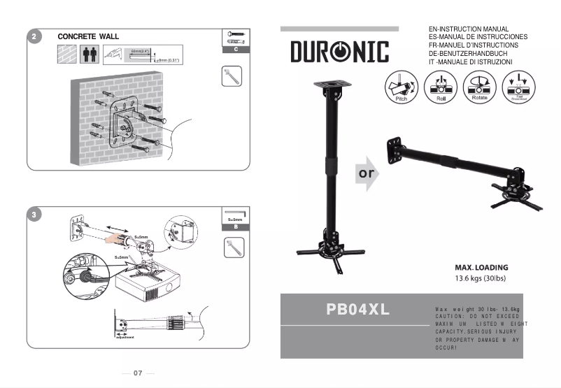 Page 1 of the manual User Manual Duronic PB04XL