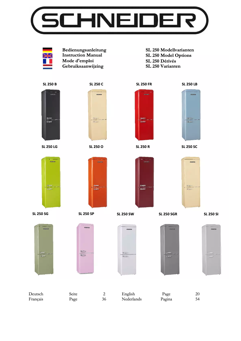 Page 1 de la notice Manuel utilisateur Schneider SL 250 FR-CB A++