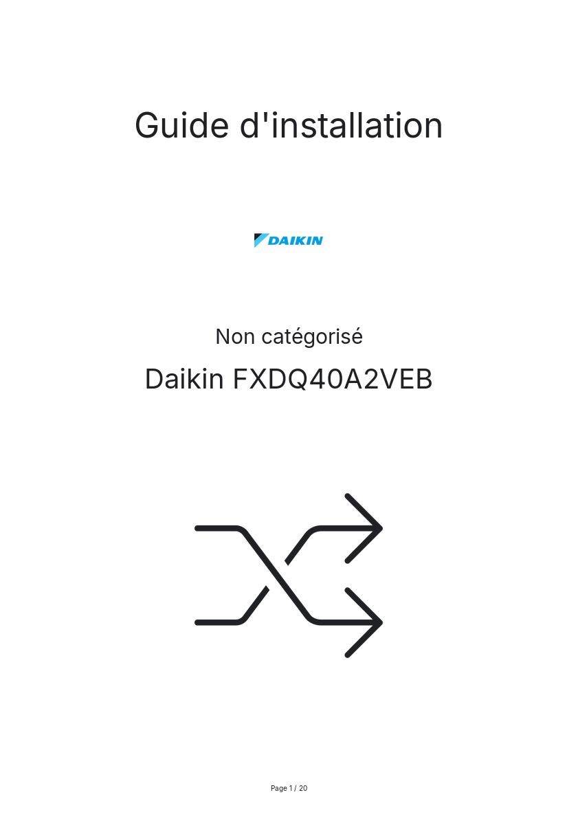 Image de la première page du manuel de l'appareil FXDQ40A2VEB
