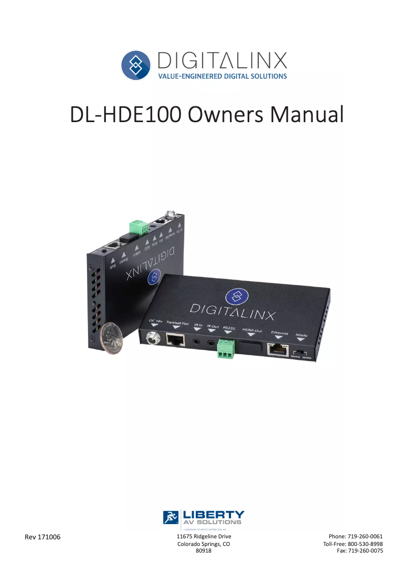 Imagen de la primera página del manual del dispositivo DL-HDE100