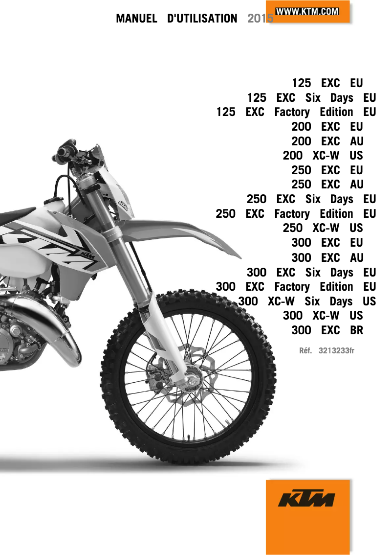 Page n°1 - Manuel utilisateur KTM 200 XC-W (2015)