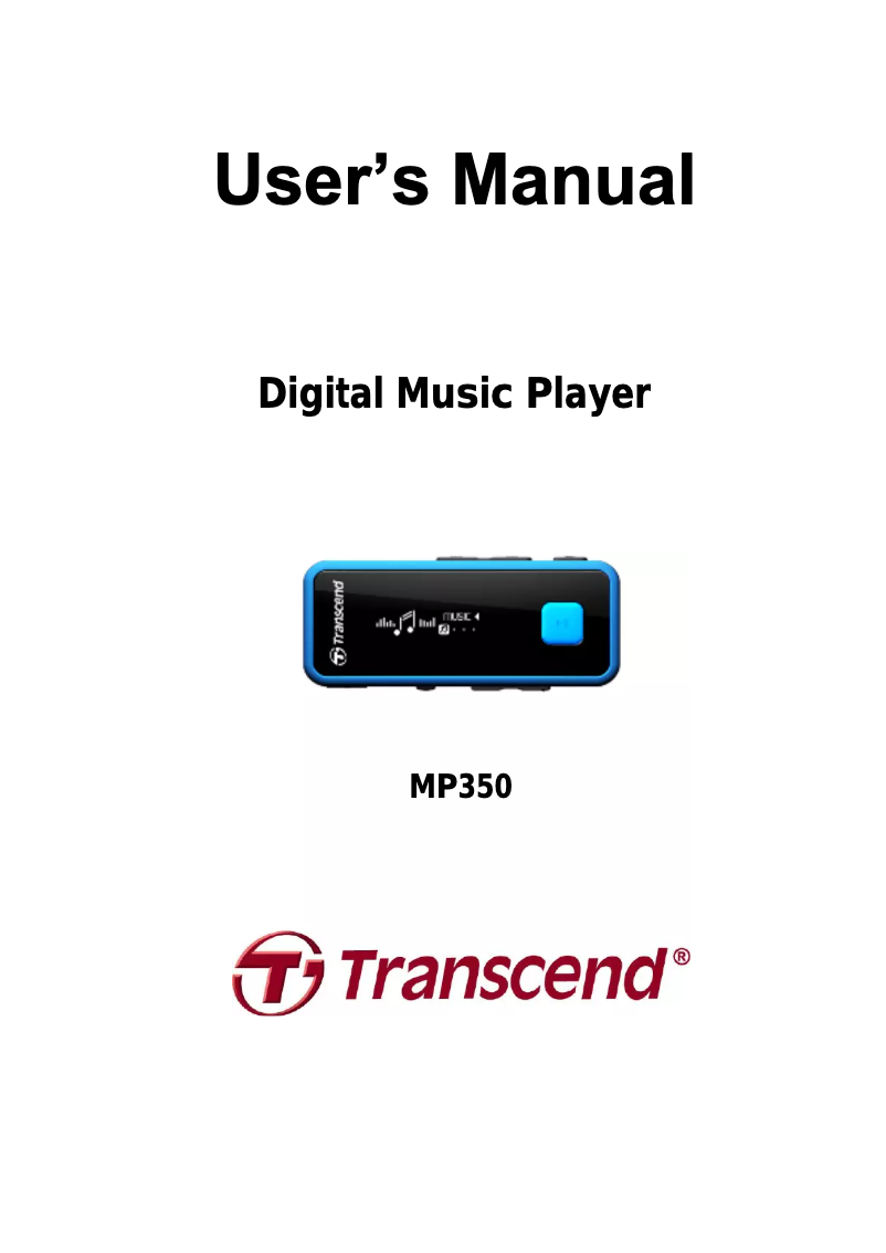 Page n°1 - Manuel utilisateur Transcend MP350