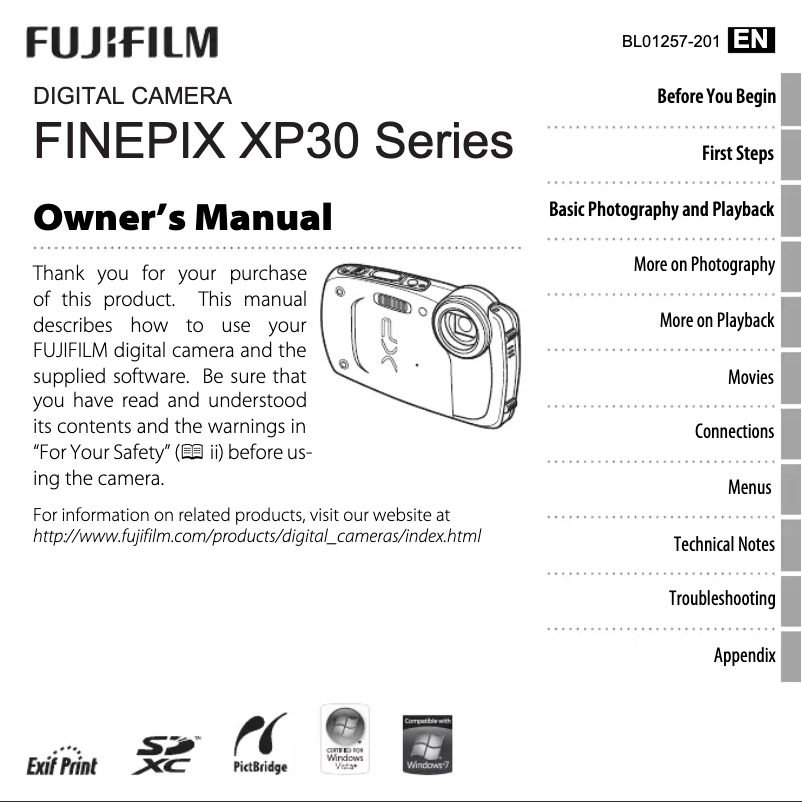 Page n°1 - Manuel utilisateur Fujifilm FinePix XP30