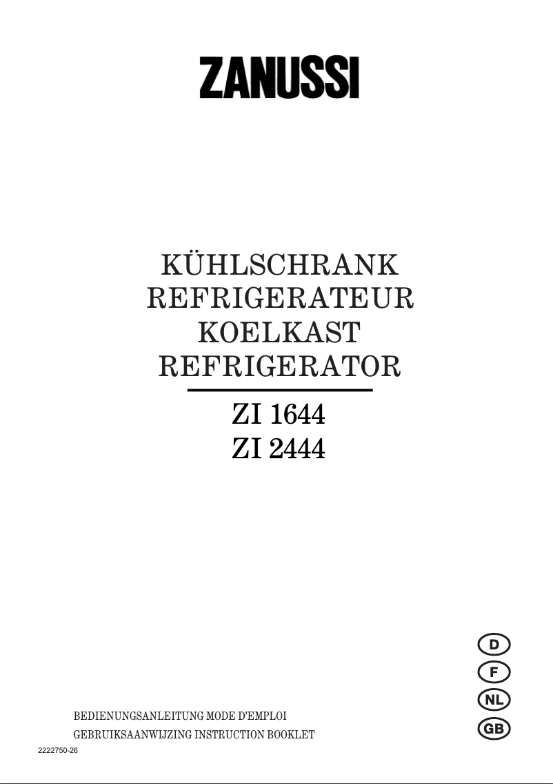 Image de la première page du manuel de l'appareil ZI 2444