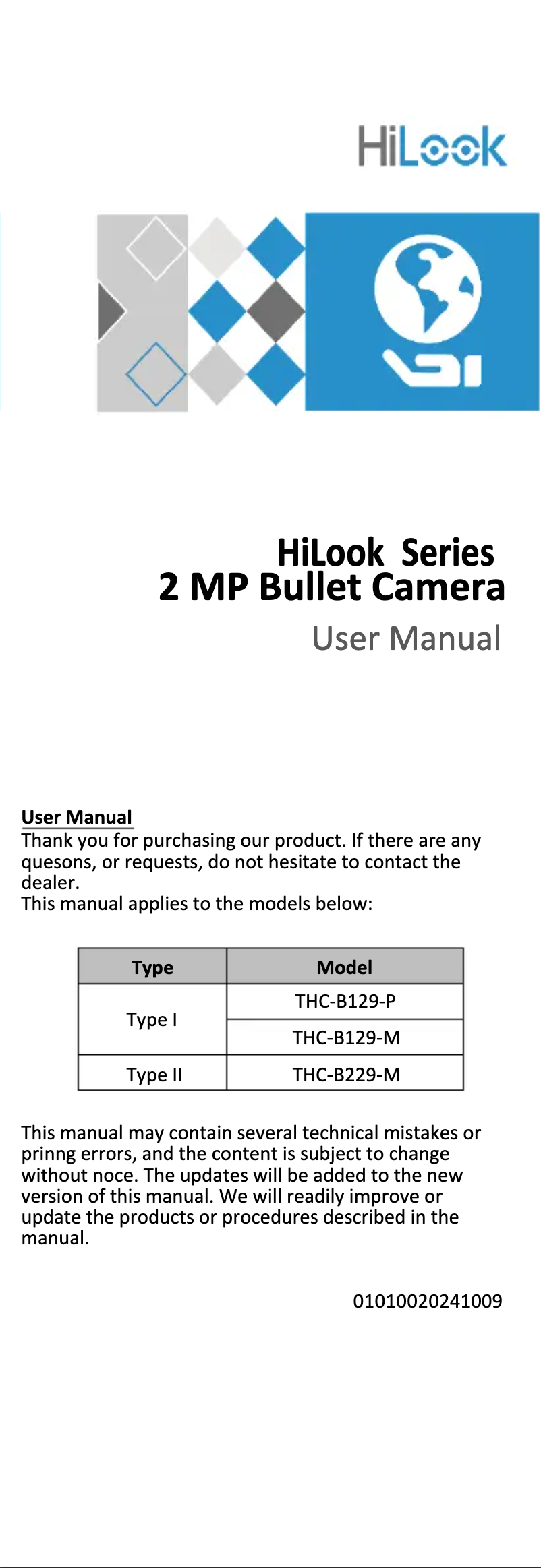 Page 1 de la notice Manuel utilisateur Hikvision THC-B229-M