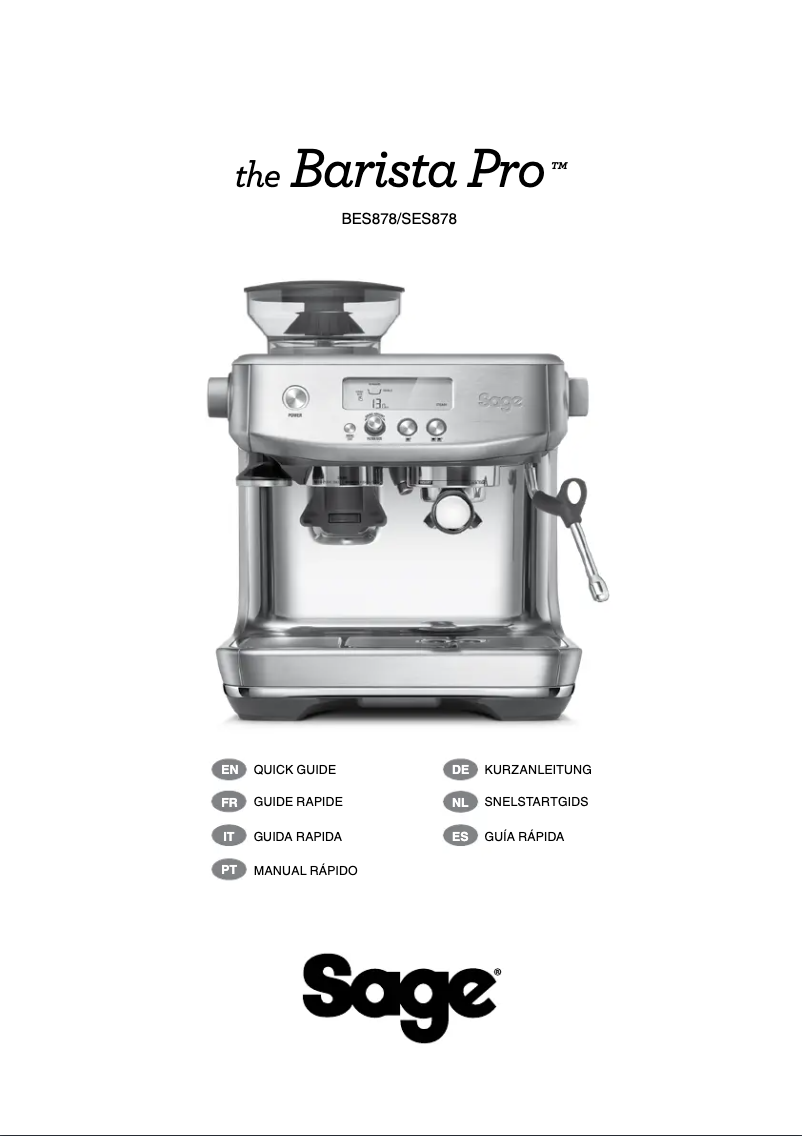 Page 1 de la notice Manuel utilisateur Sage The Barista Pro BES878