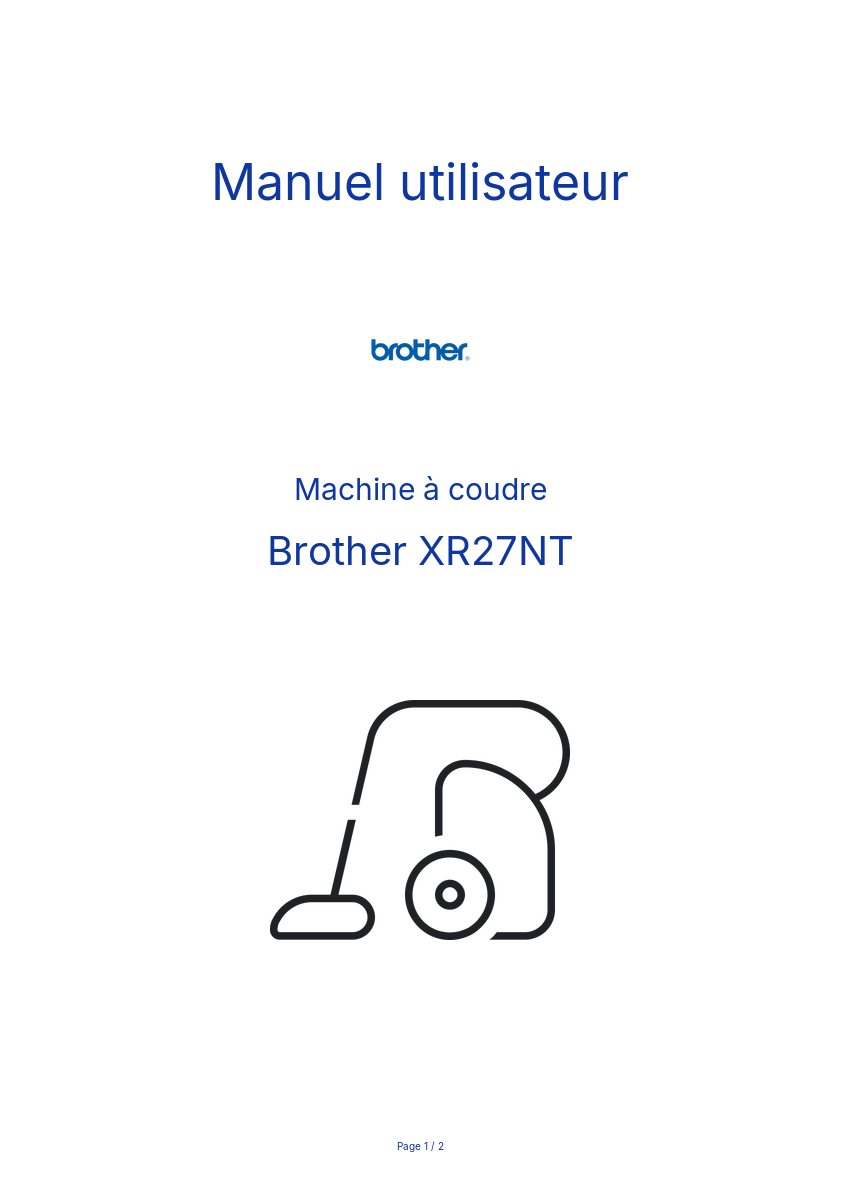 Page n°1 - Manuel utilisateur Brother XR27NT