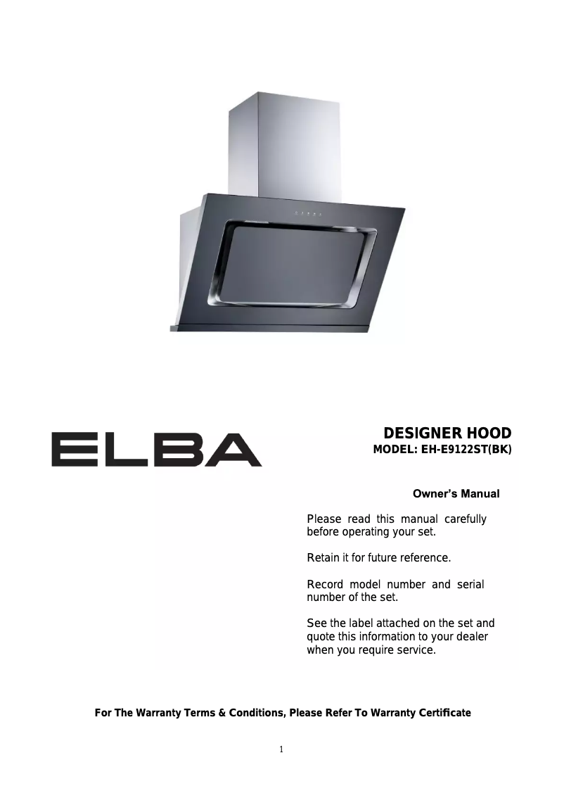 Image de la première page du manuel de l'appareil ETERNO EH-E9122ST(BK)