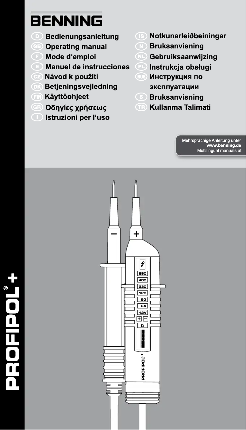 Page n°1 - Manuel utilisateur BENNING ROFIPOL+