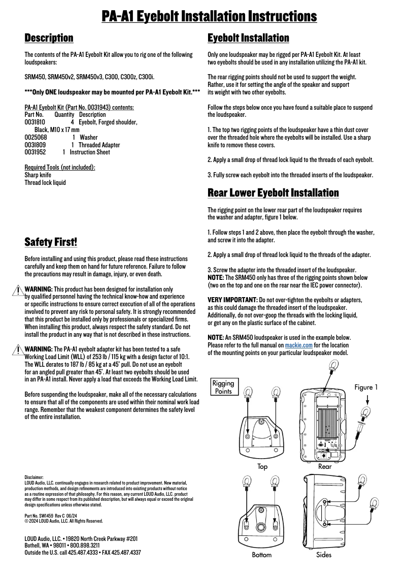 Page n°1 - Guide d'installation Mackie SRM450
