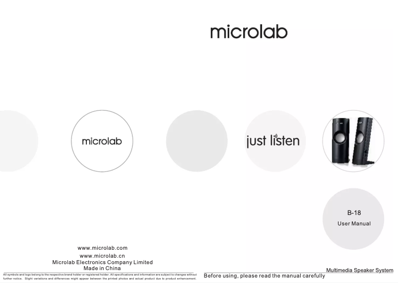 Page n°1 - Manuel utilisateur Microlab B 18