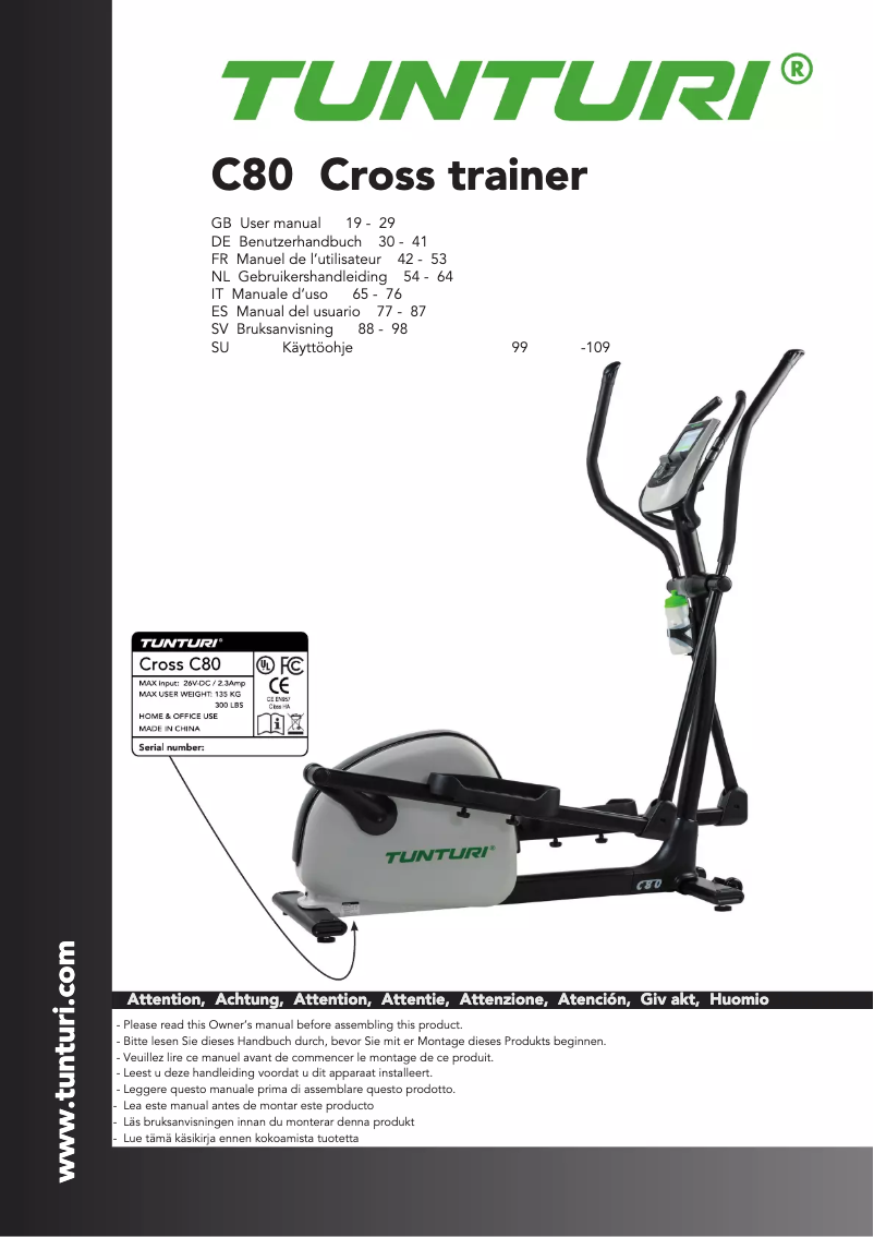 Image de la première page du manuel de l'appareil Endurance C80-R