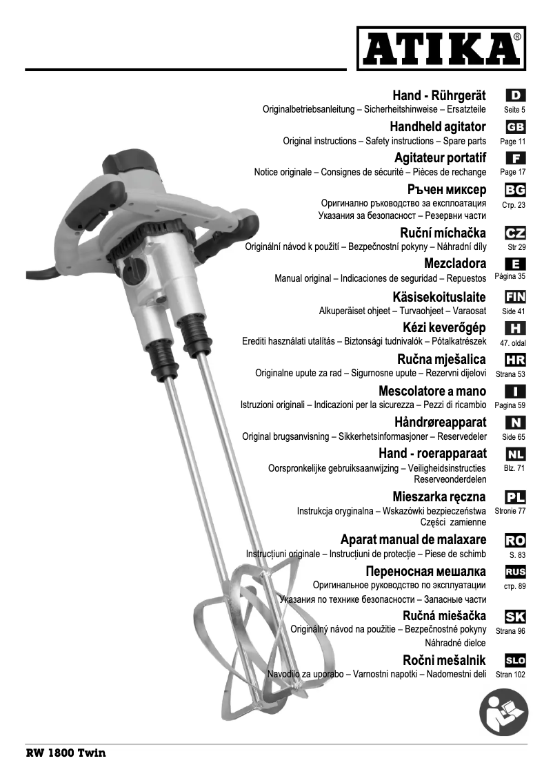 Page n°1 - Manuel utilisateur ATIKA RW 1800 Twin
