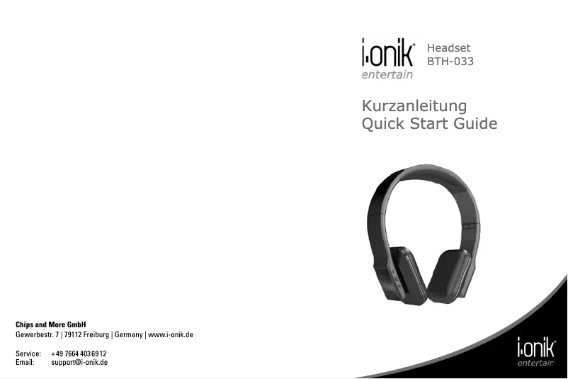 Image de la première page du manuel de l'appareil i.onik BTH-033