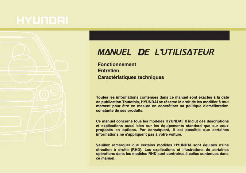 Image de la première page du manuel de l'appareil Elantra (2012)
