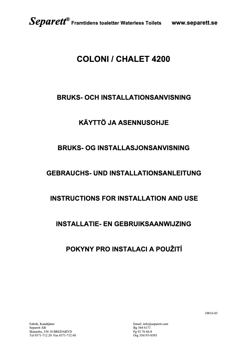 Image de la première page du manuel de l'appareil Coloni 4200