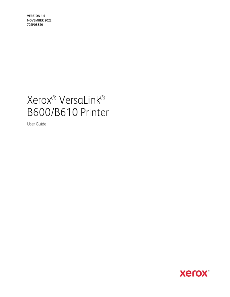 Page 1 de la notice Manuel utilisateur Xerox VersaLink B610