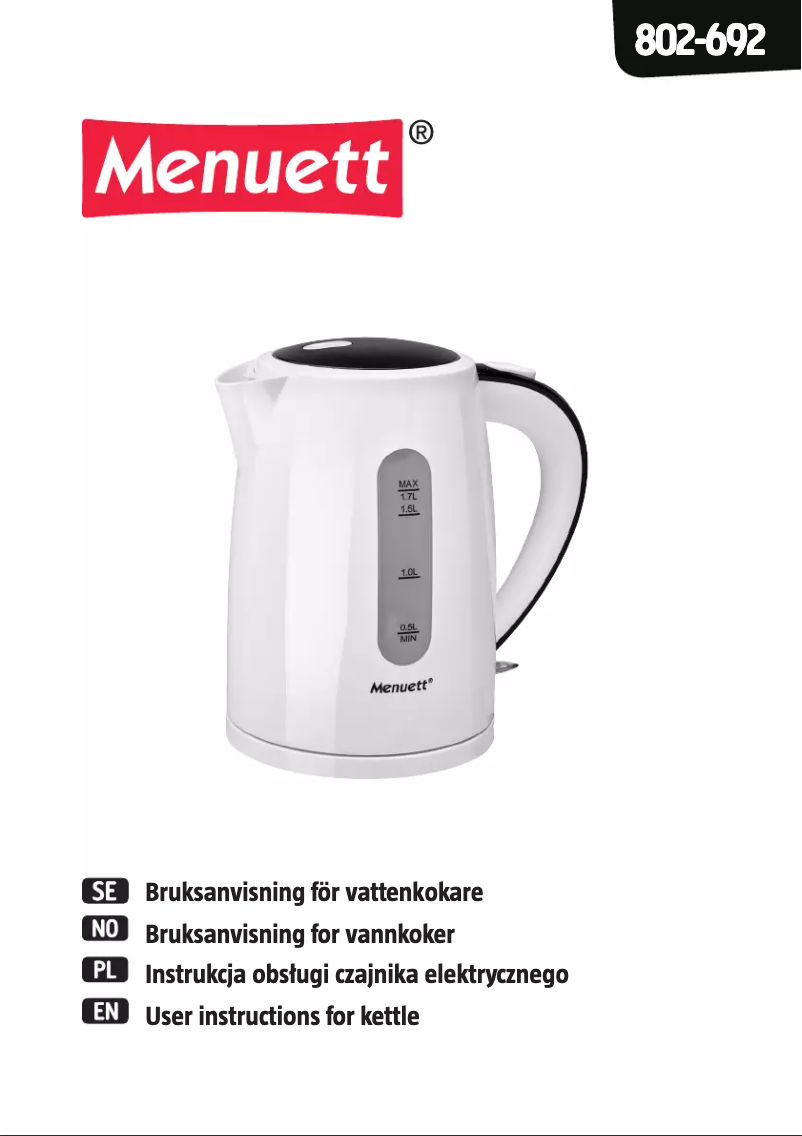 Page 1 de la notice Manuel utilisateur Menuett 802-692