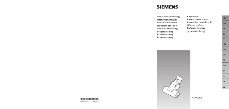 Page 1 de la notice Manuel d'utilisation et d'entretien Siemens VZ46001