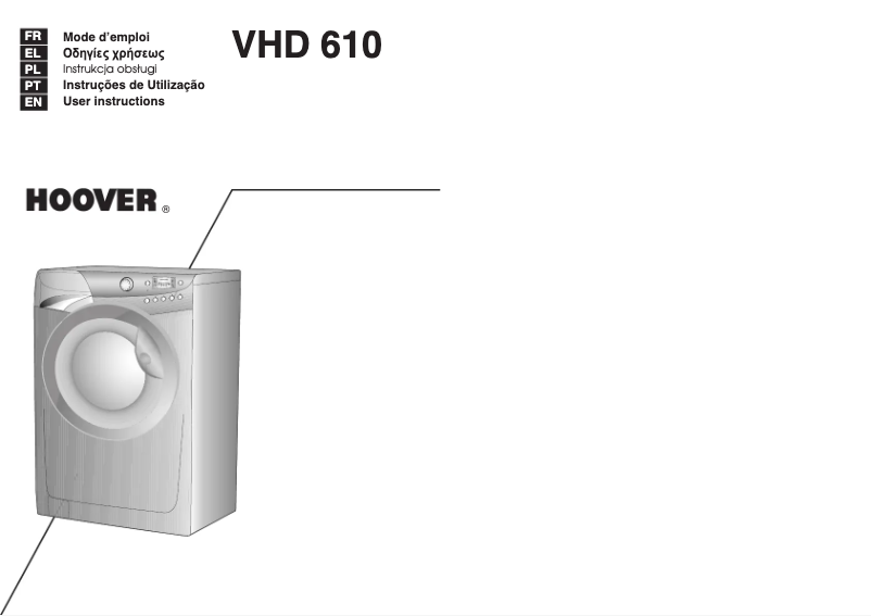 Page 1 de la notice Manuel utilisateur Hoover VHD 610Z-30