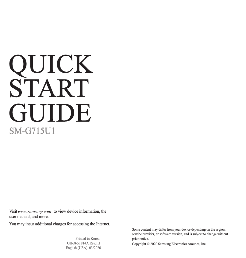 Page 1 de la notice Guide de démarrage rapide Samsung Galaxy XCover Pro