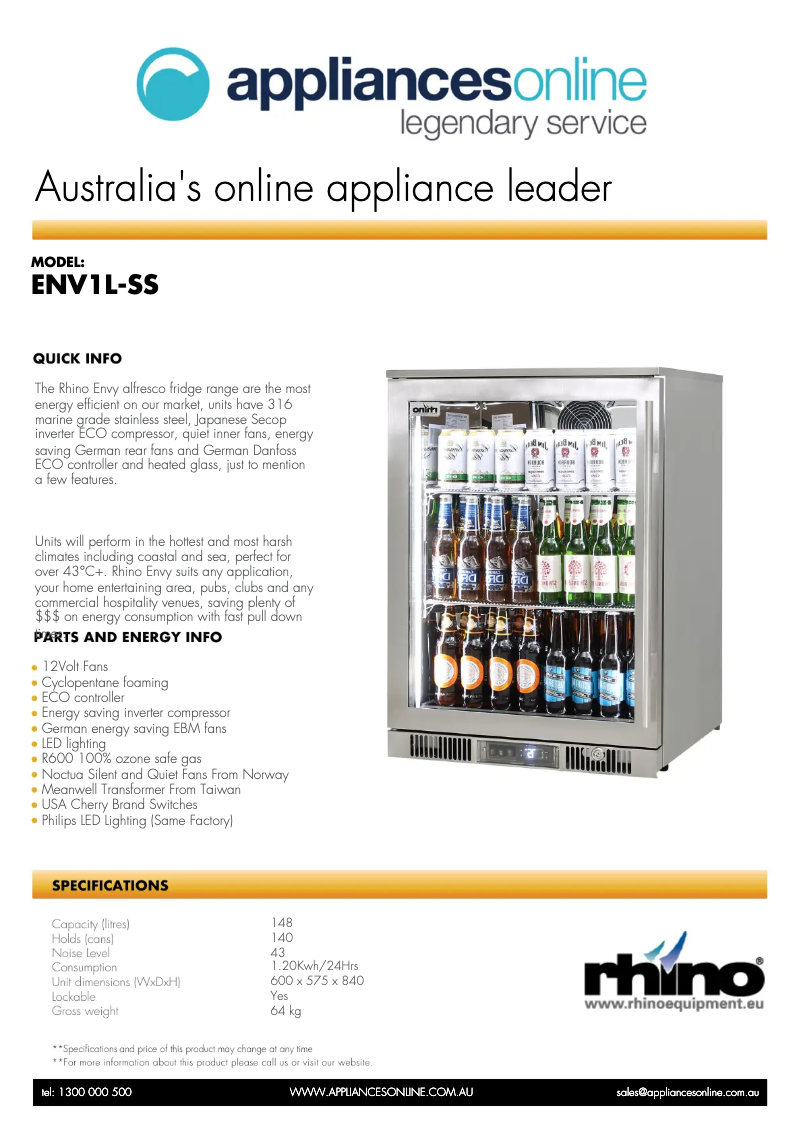 Page n°1 - Manuel utilisateur Rhino ENV1R-SS