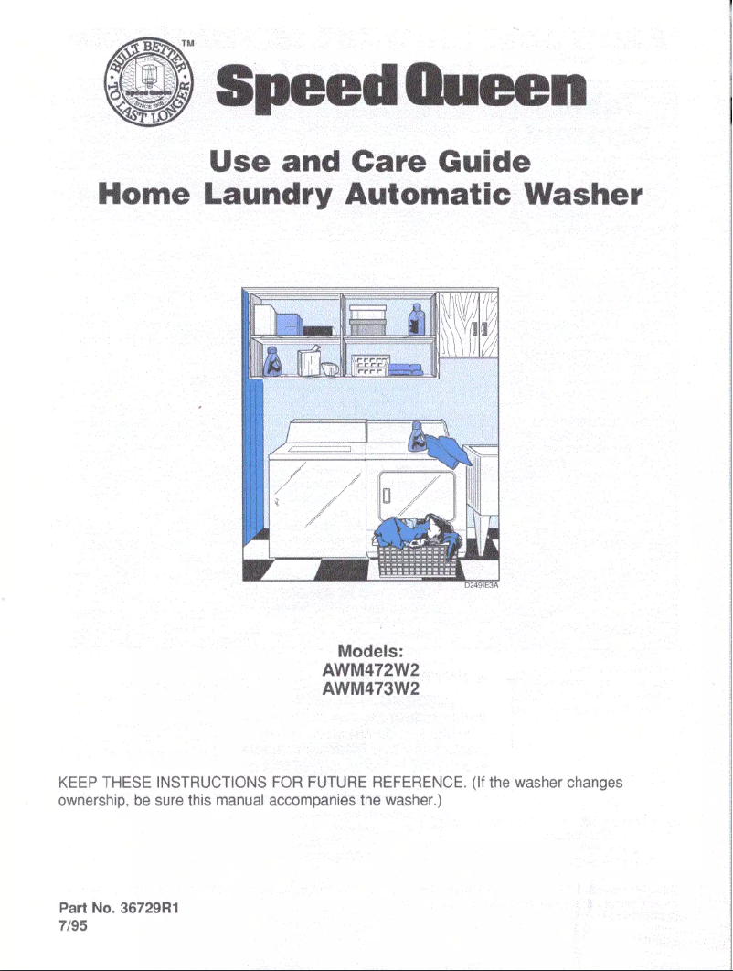 Page n°1 - Manuel utilisateur Speed Queen AWM472W2