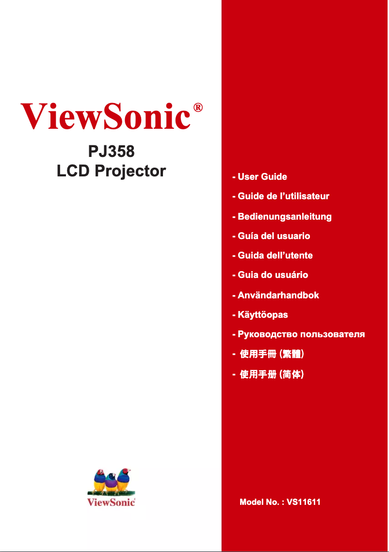 Page n°1 - Manuel utilisateur Viewsonic PJ358