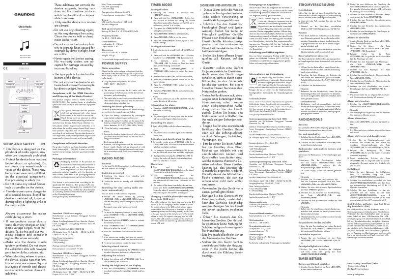 Page n°1 - Manuel utilisateur Grundig Sonoclock 1000