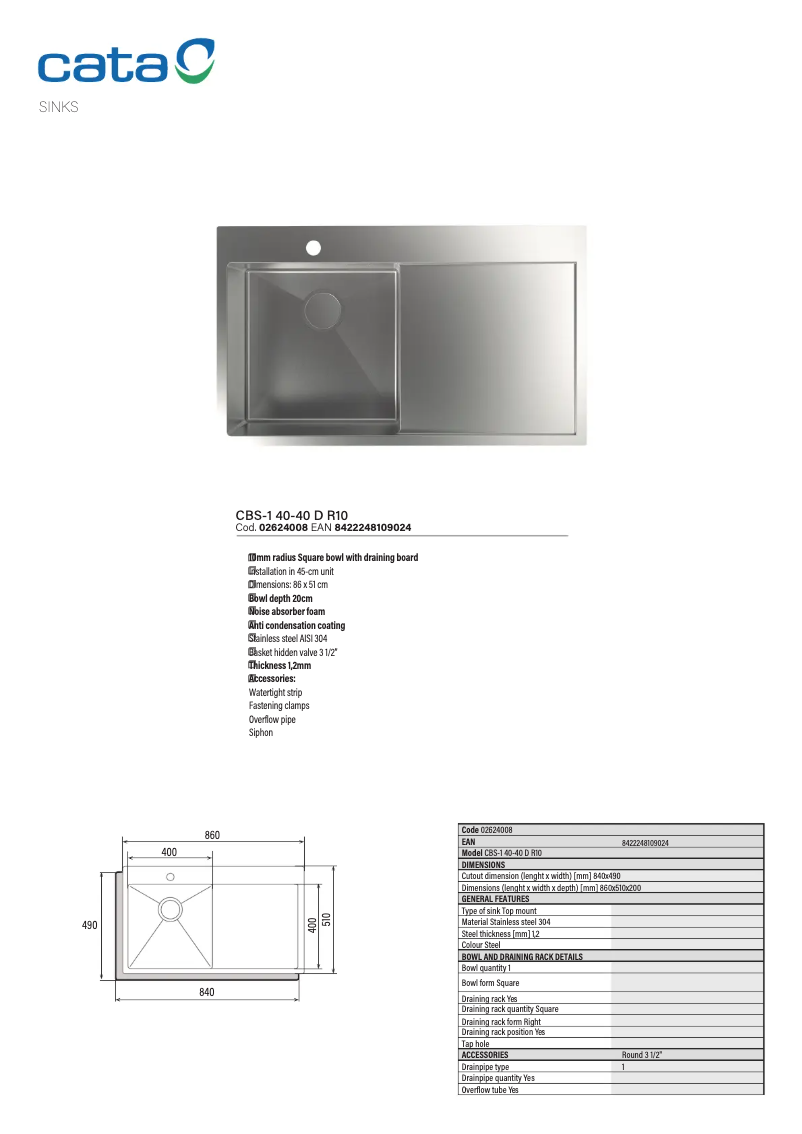 Image de la première page du manuel de l'appareil CBS-1 40-40 D R10