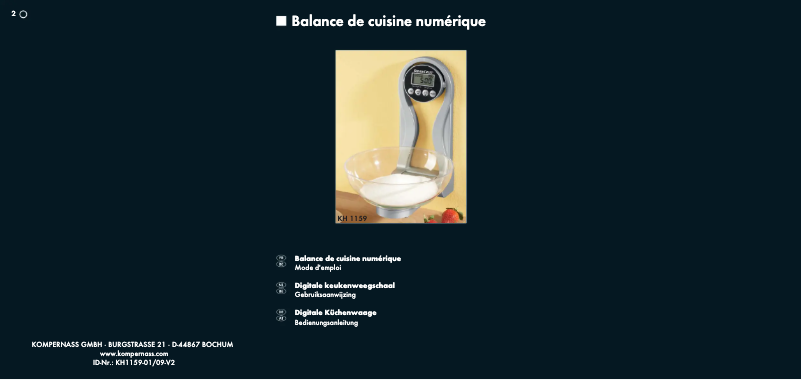 Image de la première page du manuel de l'appareil KH1159