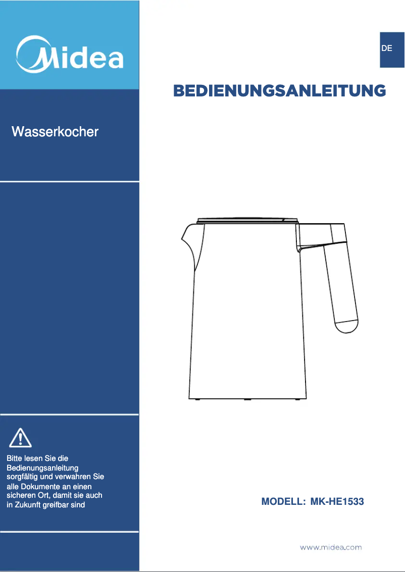 Page n°1 - Manuel utilisateur Midea MK-HE1533