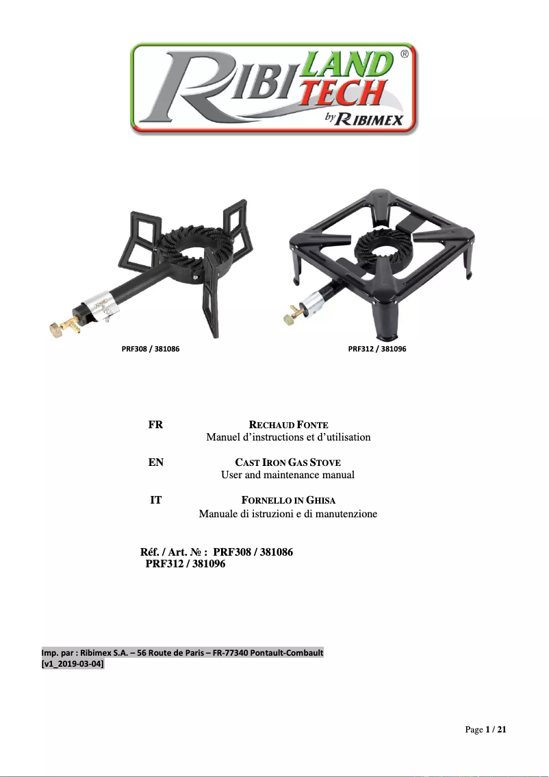 Image de la première page du manuel de l'appareil PRF308