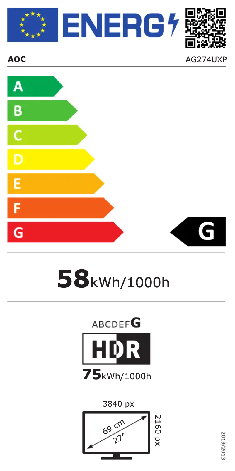 Page n°1 - Label énergétique AOC AGON Pro AG274UXP
