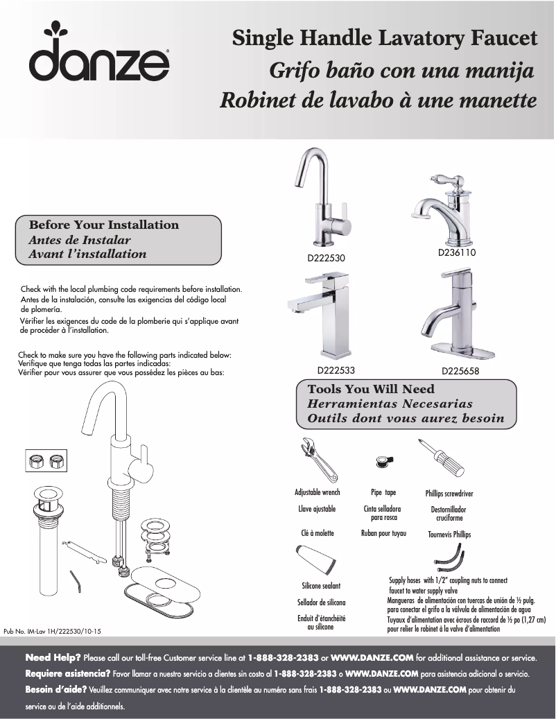 Page n°1 - Manuel utilisateur Danze D222533