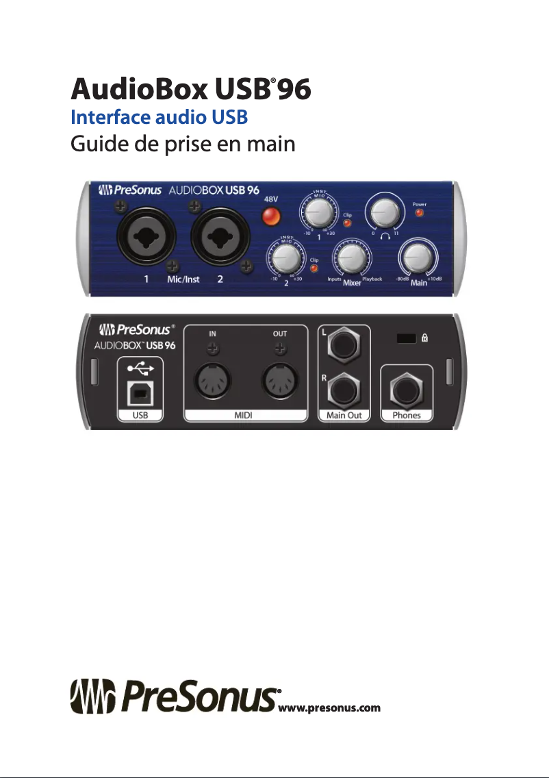 Image de la première page du manuel de l'appareil AudioBox 96 Studio
