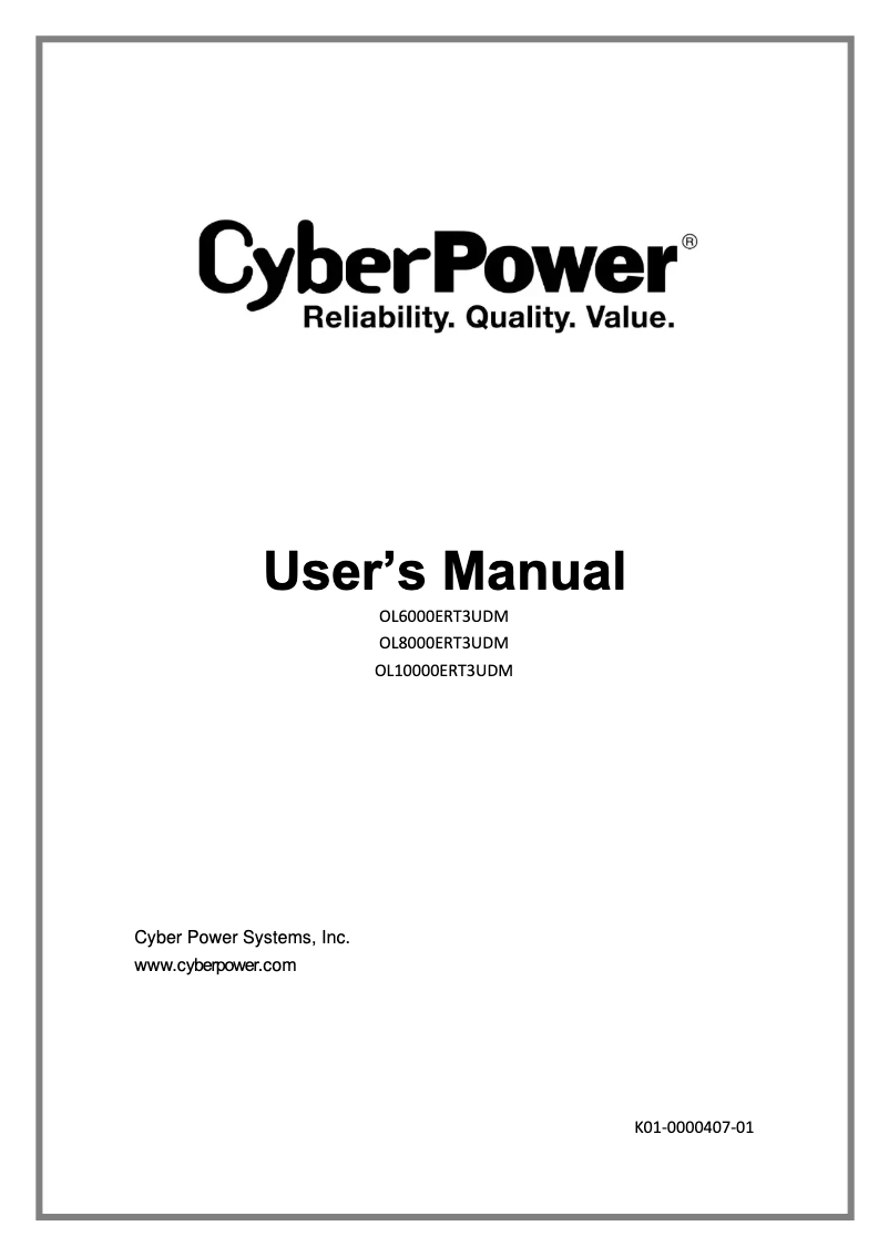 Page n°1 - Manuel utilisateur CyberPower OL6000ERT3UDM