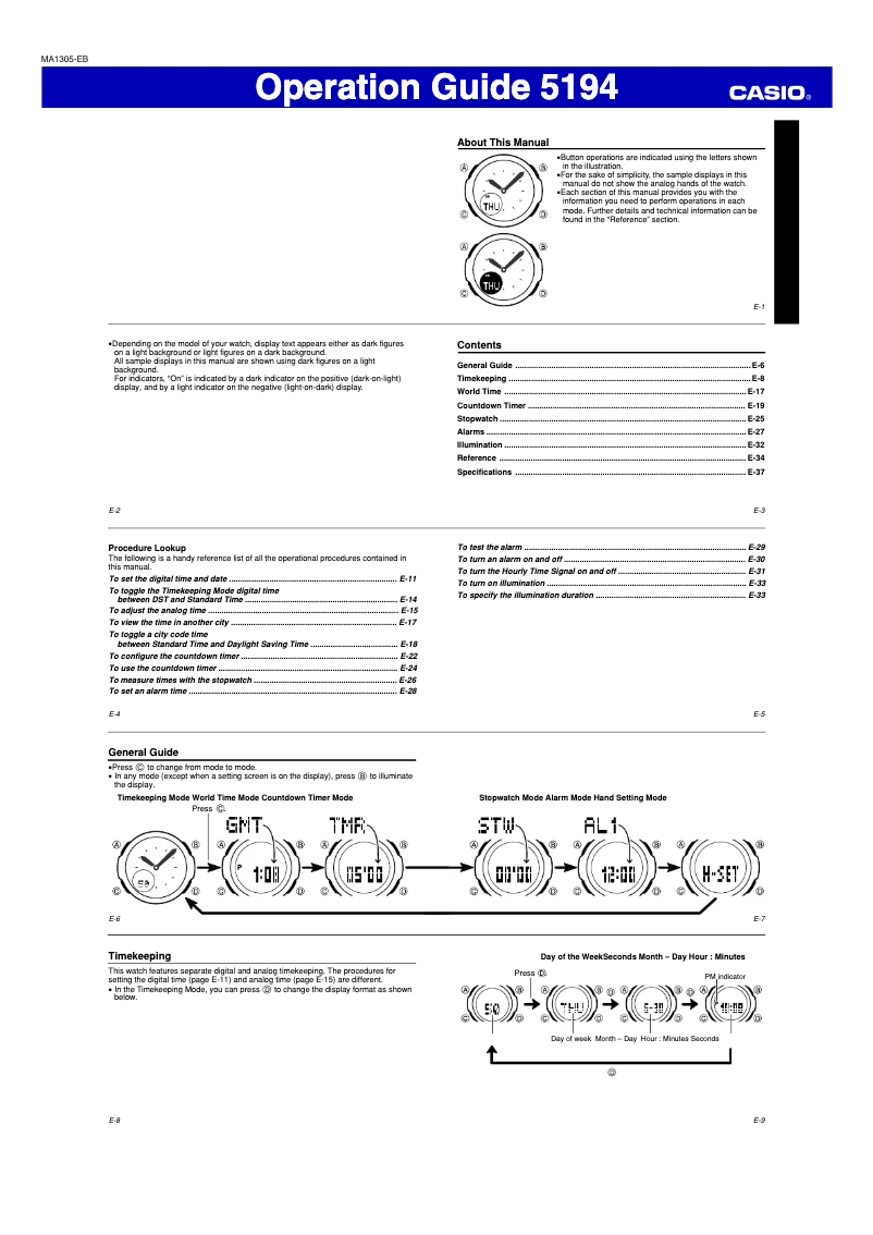 Page 1 de la notice Manuel utilisateur Casio 5194