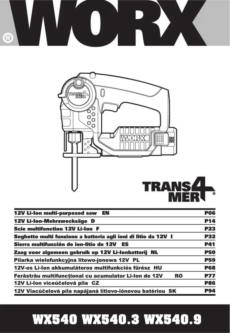 Page 1 de la notice Manuel utilisateur Worx WX540.9