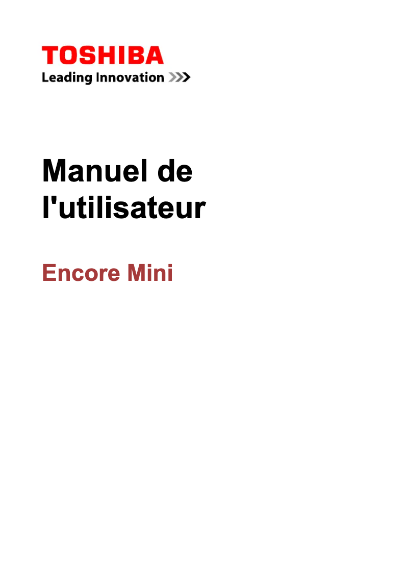 Page n°1 - Manuel utilisateur Toshiba Encore Mini WT7