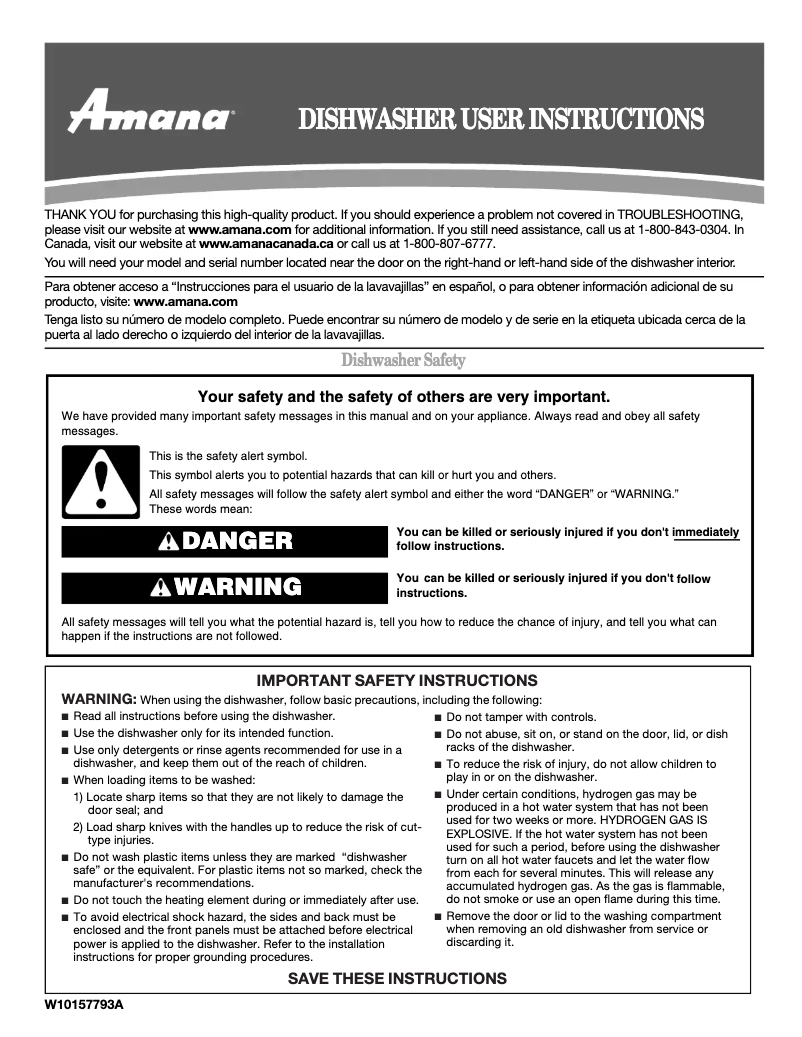 Page 1 de la notice Manuel utilisateur Amana ADB2500AWW3