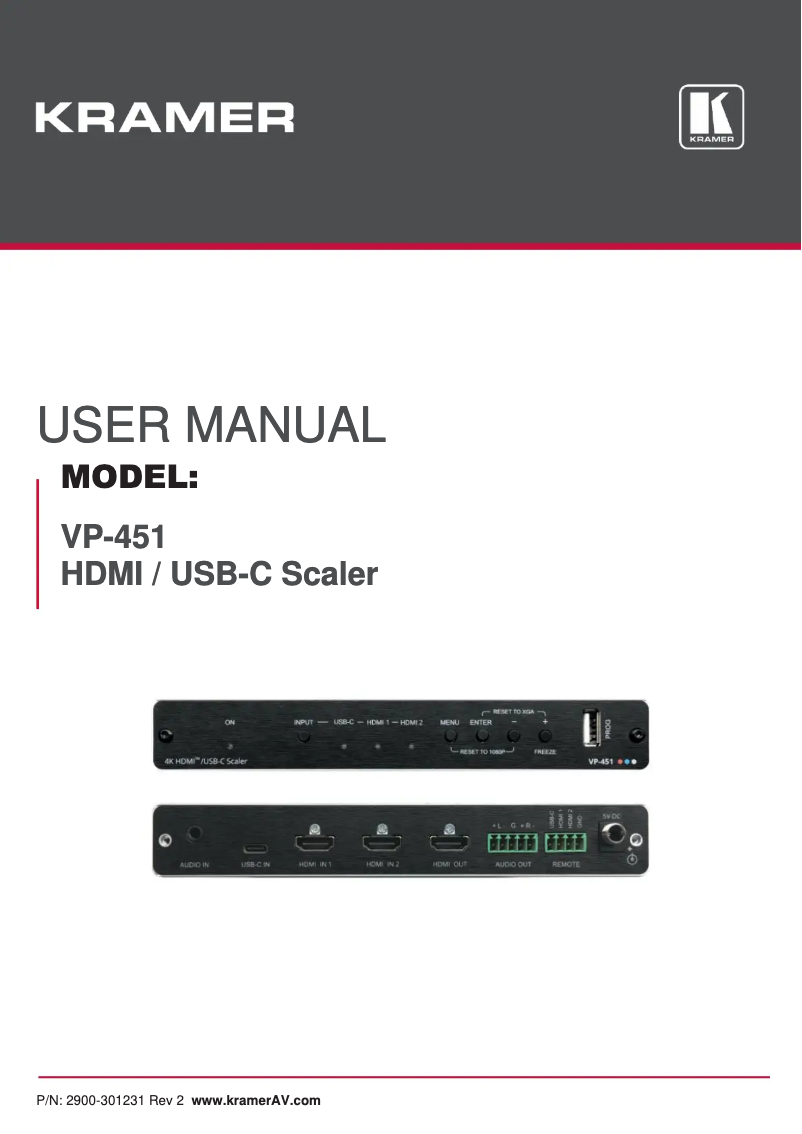 Page 1 de la notice Manuel utilisateur Kramer VP-451
