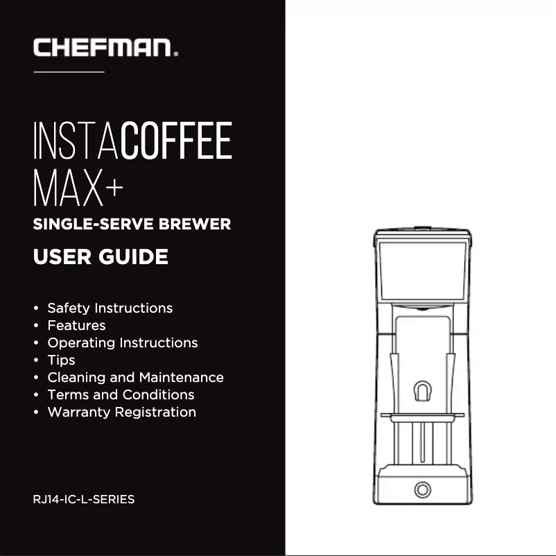 Page n°1 - Manuel utilisateur Chefman InstaCoffee Max RJ14-IC-L-BLACK-S